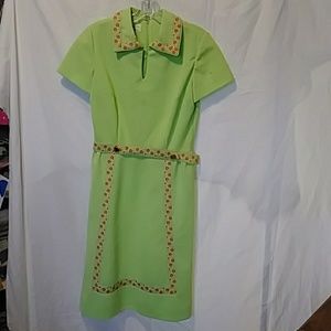 Vintage R&K Knits green dress with floral detail